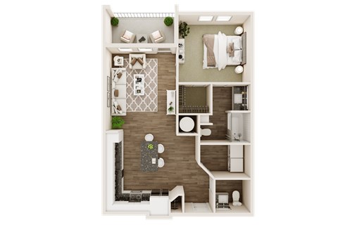 1 bedroom 1 bathroom floor plan B at The Livano Kemah, Kemah